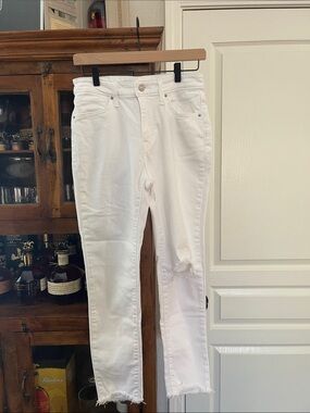 Levi's White Straight-Leg Distressed Jeans